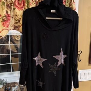 Lauren Moshi Black Sweater with Glitter Stars